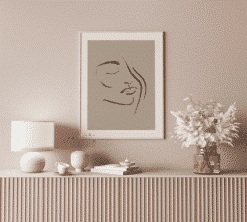 Beige Line Art Face