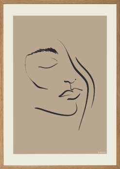Beige Line Art Face Plakat