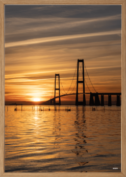 Danmark Storebæltsbroen Solnedgang Plakat