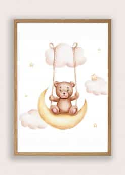 Bamse På Månen Rosa Plakat
