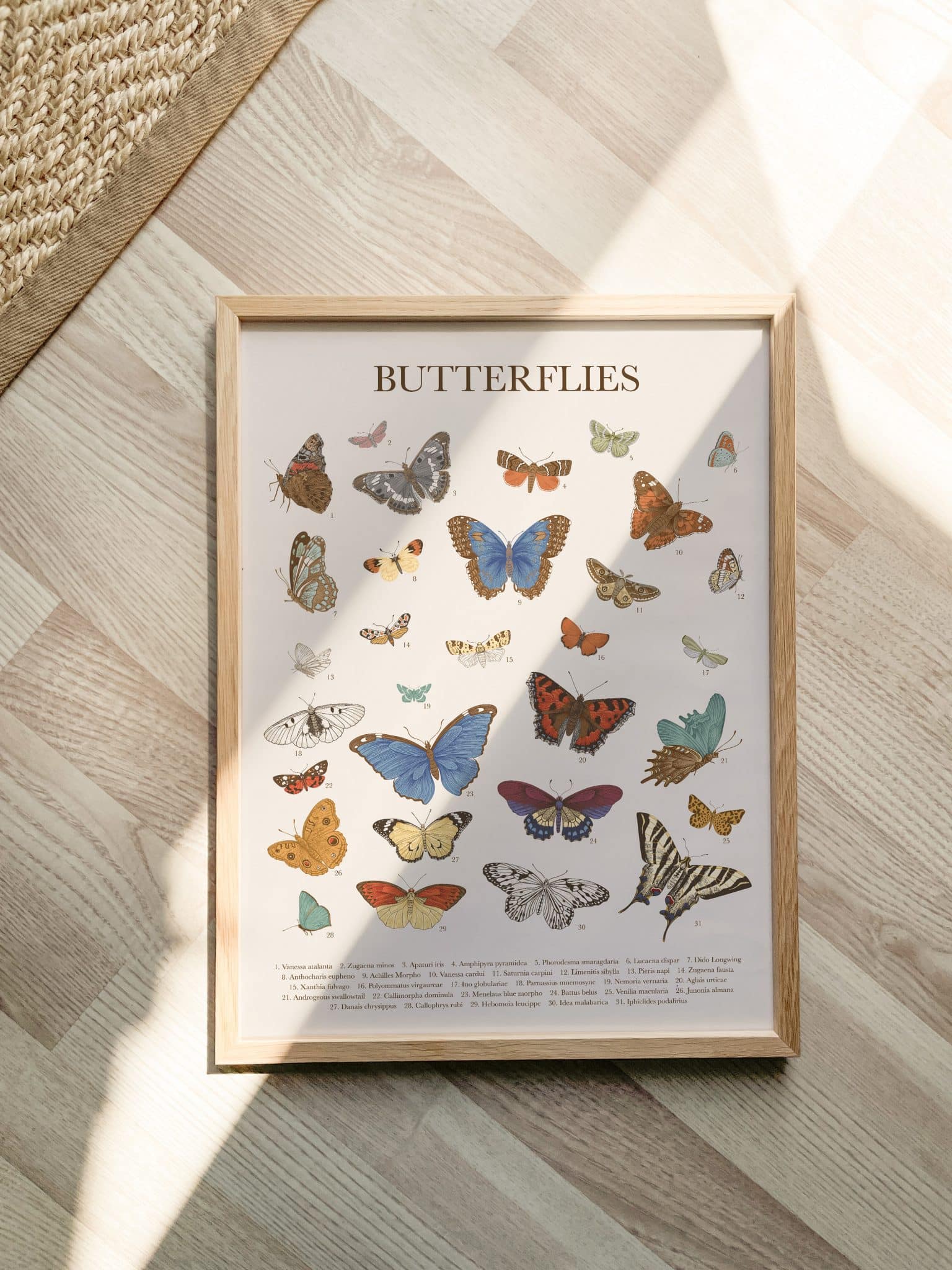 Butterflies Beige Plakat - Billede 2