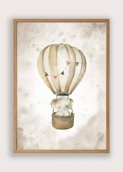 Elefant I Luftballon Beige Baggrund Plakat