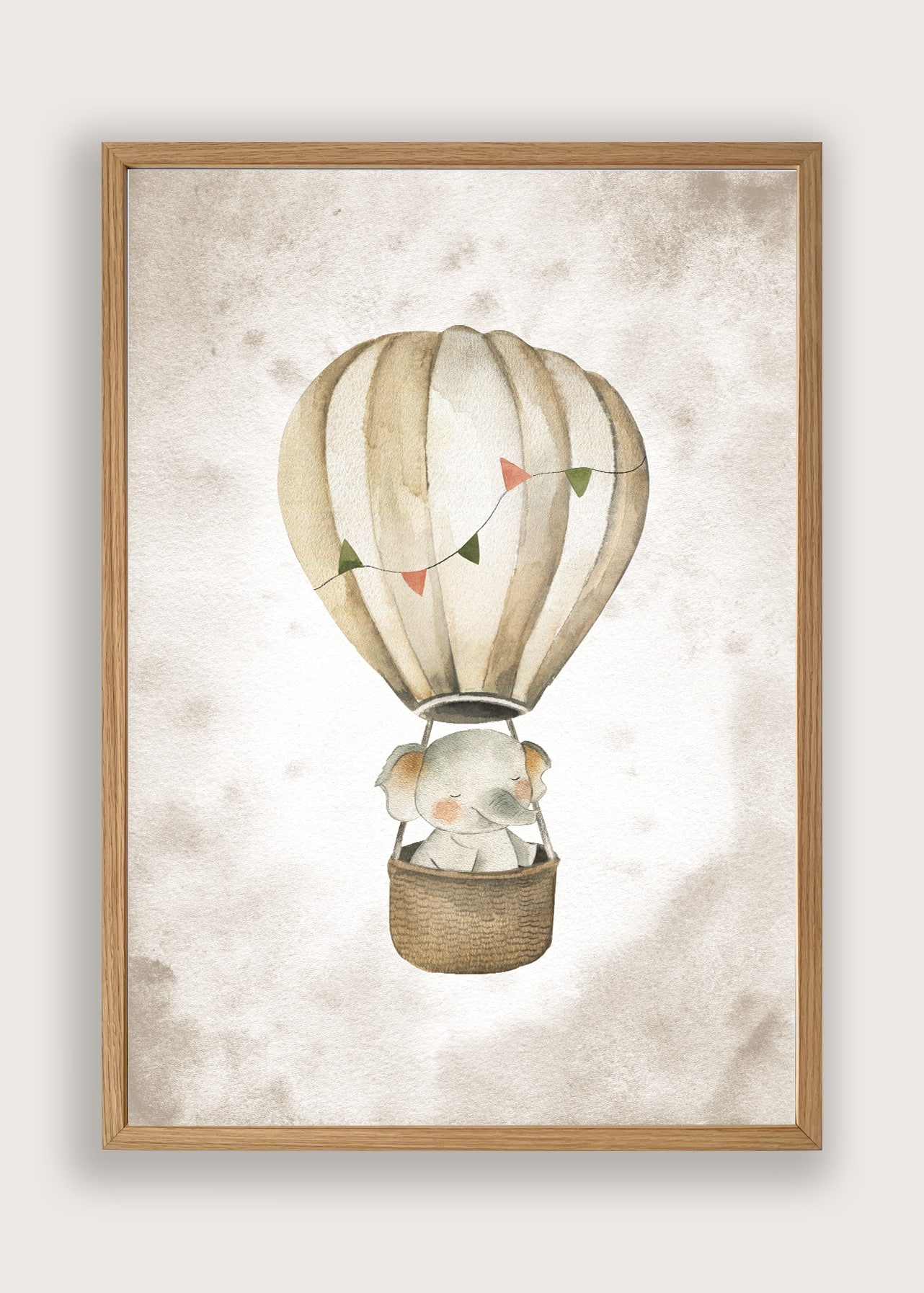 Elefant I Luftballon Beige Baggrund Plakat