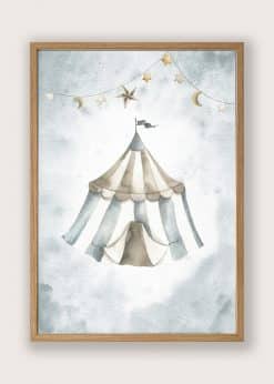Cirkus Telt Blå Baggrund Plakat