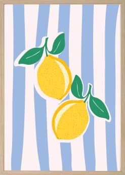 Lemons Blue Stripes Plakat